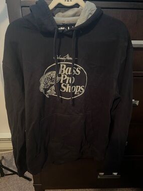 Bass Pro Shops Black Hoodie with White Logo